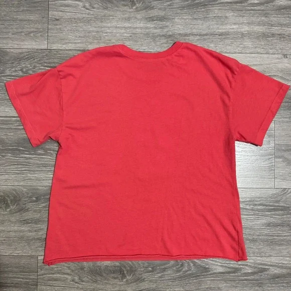 Sanrio Hello Kitty Red Graphic T-Shirt XL Apple Raw Hem Boxy Tee Womens 2024 Y2K - Picture 6 of 8